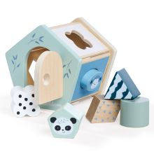 Pegging game / peg box with 6 stones - Panda