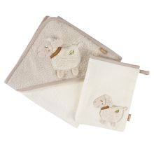 2-piece bath set hooded bath towel & wash glove - sheep
