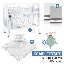 10-tlg. Beistellbett-Komplett-Set Nino inkl. Matratze, Bettwäsche, Spannbetttücher, Nestchen, Steppbett & Schmusetuch Kangaroo Weiß - Weiß