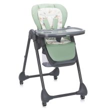 2in1 high chair and rocker Mio usable from birth with reclining position, removable dining board, 4 castors & small foldable - gray green