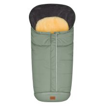 Fleece-Fußsack Nanga mit Lammfellauflage für Buggy, Sport- und Kinderwagen - Salbei