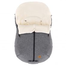 Fleece footmuff Sella for infant carrier and baby bath - melange light gray