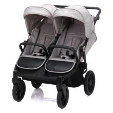 Sibling & twin stroller Duette up to 22 kg with reclining position & articulated push bar - gray