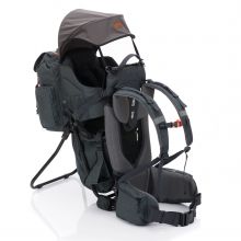 Rückentrage Adventure für Baby & Kleinkind bis 20 kg mit Sonnendach, Regenschutz & Rucksack - Grau