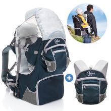 Back carrier for baby and toddler with sunshade and accessories - Grey