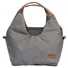 Wickeltasche N°5 mit Wickelunterlage, Reißverschlusstasche, Täschchen & Isolierbehälter - Grau Meliert