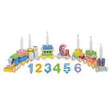 Geburtstagszug mit Zahlen + 6 Kerzenhaltern