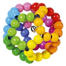 Greifling Elastik mit Perlen aus Holz - Regenbogenball