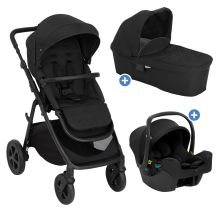 3in1 Kombi-Kinderwagen-Set Near2Me DLX bis 22 kg belastbar mit Babywanne, Babyschale SnugLite & Regenschutz - Midnight