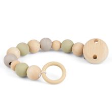Pacifier chain with rubber and wooden beads - Grey Mint