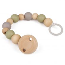 Pacifier chain with rubber and wooden beads - Gray Mint