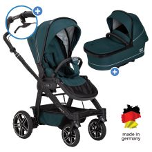 2in1 Rock IT GTR Outdoor baby carriage set for baby carriages up to 22 kg with buckle pusher, handbrake, sports seat, Premium folding bag & rain cover - Leaf