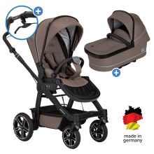 2in1 Rock IT GTR Outdoor baby carriage set for baby carriages up to 22 kg with buckle pusher, handbrake, sports seat, Premium folding bag & rain cover - Toffee