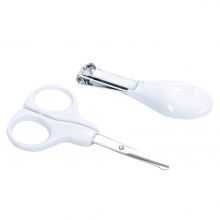 Set of nail scissors and nail clip - White