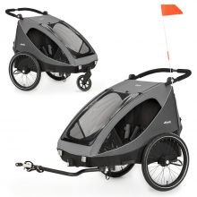2in1 Fahrradanhänger Dryk Duo für 2 Kinder (bis 44 kg) - Bike Trailer & City Buggy - Grey