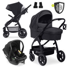 Set di passeggini 3in1 Saturn R Trio Set incl. seggiolino auto i-Size e confezione di accessori XXL - Nero Melange