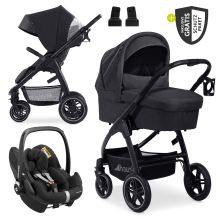 Set di passeggini 3in1 Saturn R Trio Set incl. Maxi-Cosi i-Size Pebble Pro e pacchetto accessori XXL - Nero Melange