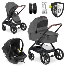 3in1 Kinderwagen-Set Walk N Care Air Trio Set inkl. i-Size Babyschale Drive N Care & XXL Zubehörpaket - Dark Grey