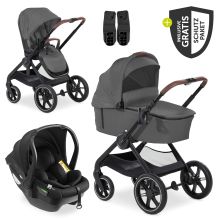 3in1 stroller set Walk N Care Trio Set incl. i-Size infant car seat Drive N Care & XXL accessory pack - Dark Grey