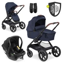 Set di passeggini 3in1 Walk N Care Trio Set con seggiolino auto i-Size Drive N Care e confezione di accessori XXL - Blu navy scuro