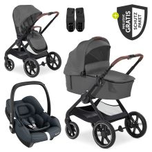 3in1 Kinderwagen-Set Walk N Care Trio Set inkl. Maxi-Cosi i-Size Cabriofix & XXL Zubehörpaket - Dark Grey