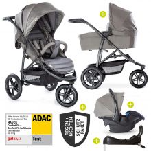 4in1 Kinderwagen-Set Rapid 3R Plus (bis 25 kg) inkl. Isofix Basis, Regenschutz und Insektenschutz - Charcoal