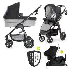 4in1 Kinderwagen-Set Saturn R Duoset inkl. Babyschale, Isofix Basis, Regenschutz und Insektenschutz - Caviar Stone