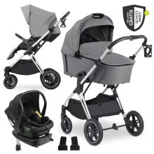 4in1 stroller set Vision X Trio Set - incl. i-Size infant car seat & Isofix Base & XXL accessory set - Melange Grey