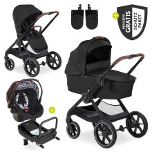 4in1 stroller set Walk N Care Trio Set incl. infant car seat Comfort Fix & Isofix Base & XXL accessory set - Black