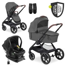 4in1 stroller set Walk N Care Trio Set incl. i-Size infant car seat & Isofix Base & XXL accessory set - Dark Grey