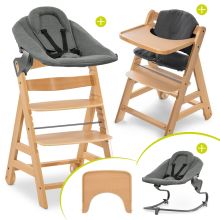 Alpha Move Nature 5-piece newborn set - highchair + 2in1 newborn attachment & bouncer + feeding board + highchair pad - Jersey Charcoal
