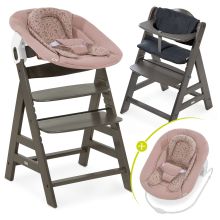 Alpha Plus Select Charcoal 4tlg. Newborn Set Bambi Rose - Hochstuhl + Neugeborenenaufsatz + Sitzkissen Charcoal