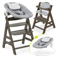 Alpha Plus Select Charcoal 4-piece Newborn Set Pastel Bear - high chair + newborn attachment + seat cushion Nordic Grey