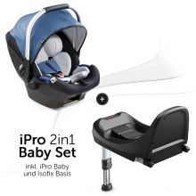 Babyschale iPro Baby inkl. Isofix Basis iPro Base - i-Size (ab Geburt bis 18 Monate) inkl. Sitzverkleinerer - Denim