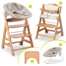 Set per neonati Beta Plus Natural 5 pezzi - Seggiolone + sdraietta 2in1 per neonati + asse per mangiare + cuscino per sedersi - Disney Winnie the Pooh - Beige