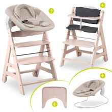 Set neonato 5 pezzi Beta Plus Whitewashed - Seggiolone + seggiolino e sdraietta 2in1 per neonati + asse per mangiare + cuscino per sedersi - Disney Winnie the Pooh - Beige