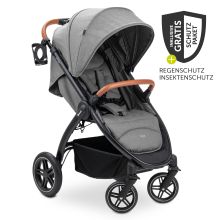 Buggy & pushchair UpTown Black (with reclining function & one-hand folding) incl. XXL accessory pack - Melange Grey