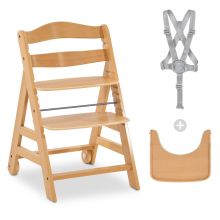 Alpha Plus Move high chair - with dining board and castors - natural