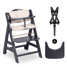 Beta Plus high chair incl. dining board, seat cushion and castors - Dark Grey