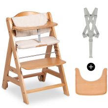Beta Plus high chair incl. dining board, seat cushion and castors - Natural