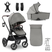 Kombi-Kinderwagen Comfort N Care Air Set (mit Luftreifen) - inkl. Babywanne, Sportsitz, Beindecke und Getränkehalter - Dark Grey