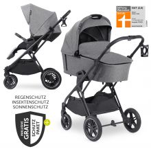 Kombi-Kinderwagen Vision X Duoset Black (Sportwagen und Babywanne) inkl. XXL Zubehörpaket - Melange Grey