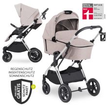 Vision X Duoset Silver baby carriage (pushchair and carrycot) incl. XXL accessory pack - Melange Beige