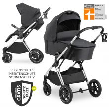 Kompakt Faltbar Hauck 2in1 Kinderwagenset Vision X Set mit Babywanne drehbarer Sportsitz und Beindecke Melange Beige Gummiräder Belastbar bis 25 kg 