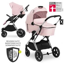 Vision X Duoset Silver baby carriage (pushchair and carrycot) incl. XXL accessory pack - Melange Rose