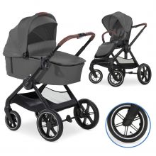 Kombi-Kinderwagen Walk N Care Air Set inkl. Babywanne, Sportsitz, Beindecke und Getränkehalter (bis 22kg belastbar) - Dark Grey
