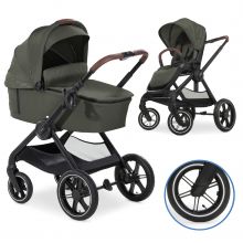 Kombi-Kinderwagen Walk N Care Air Set inkl. Babywanne, Sportsitz, Beindecke und Getränkehalter (bis 22kg belastbar) - Dark Olive