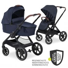 Walk N Care baby carriage set incl. carrycot, sports seat, leg cover and XXL accessory pack - Dark Navy Blue