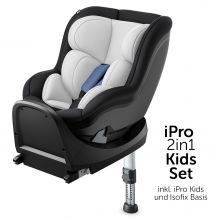 Reboard Kindersitz iPro Kids inkl. Isofix Basis iPro Base - i-Size (bis 4 Jahre) inkl. Sitzverkleinerer - Denim