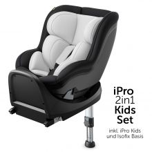 Reboard Kindersitz iPro Kids inkl. Isofix Basis iPro Base - i-Size (bis 4 Jahre) inkl. Sitzverkleinerer - Lunar